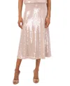 Vince Camuto Sequin Bias Cut Midi Skirt In Rose Gold