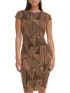Vince Camuto Women's Metallic Knit Bodycon Dress In Black Gold
