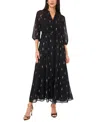 Vince Camuto Women's Metallic-print V-neck Maxi Dress In Rich Black