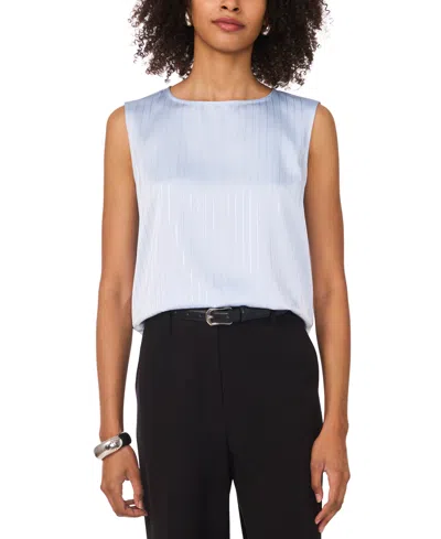 Vince Camuto Women's Metallic Striped Sleeveless Crewneck Top In Frozen