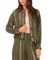 Vince Camuto Metallic Stripe Jacket In Olive Moss