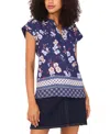 Vince Camuto Floral Print Top In Blue