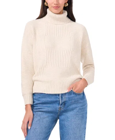 Vince Camuto Women's Mixed-stitch Turtleneck Sweater In Malted