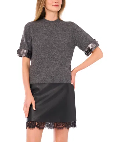 Vince Camuto Women's Mock Neck Short Sleeve Sweater In Gray