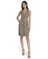 Vince Camuto Women's Novelty Woven Collar Dress In Gray