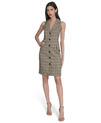 Vince Camuto Women's Novelty Woven Collar Dress In Gray