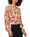 Vince Camuto Floral Off The Shoulder Tie Hem Top In Red