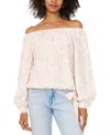 Vince Camuto Floral Off The Shoulder Long Sleeve Top In Natural Sand