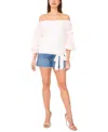 Vince Camuto Women's Off-the-shoulder Lace Bubble 3/4-sleeve Tie-front Blouse In White