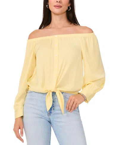 Vince Camuto Women's Off-the-shoulder Tie-hem Blouse In Yellow Rose