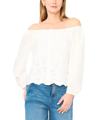 Vince Camuto Women's Off-the-shoulder Button Blouse In White