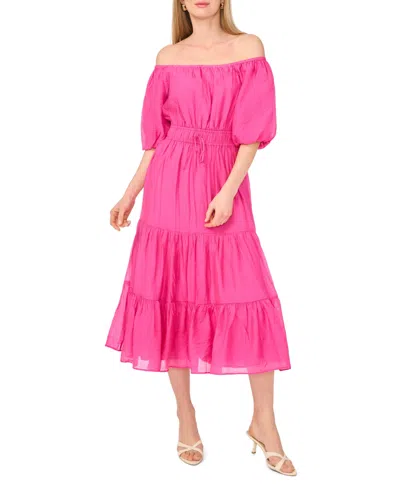 Vince Camuto Pleated Tiered Midi Dress In Pink
