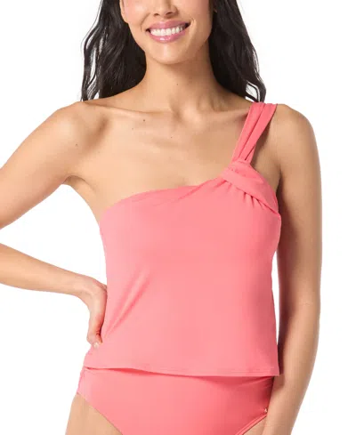 Vince Camuto Women's One-shoulder Tankini Top In Pop Coral