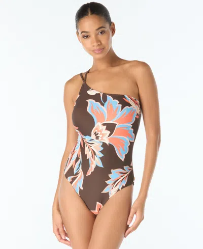 Vince Camuto Women's One-shoulder One-piece Swimsuit In Brown