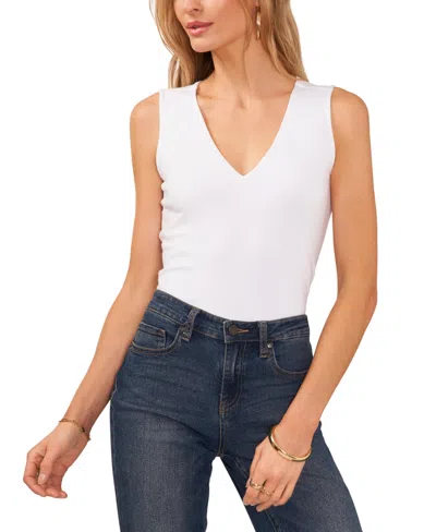 Vince Camuto Women's Open-back Sleeveless V-neck Top In White