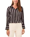 Vince Camuto Womens Striped Polyester Button-down Top In Rich Black