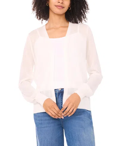 Vince Camuto Women's Open Front Short Cardigan In White