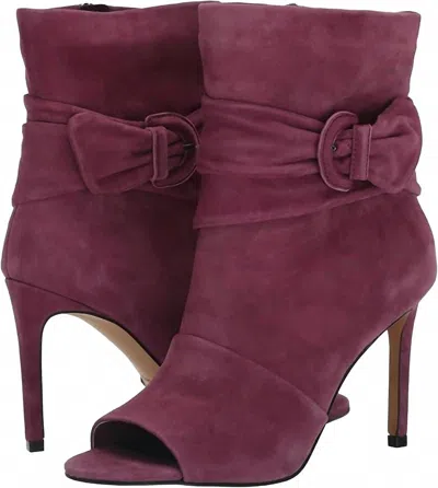 Vince Camuto Women's Open Toe Ankle Buckle Bow Suede Leather Booties In Jam In Multi