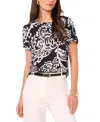 Vince Camuto Women's Paisley-print Crewneck Top In Rich Black
