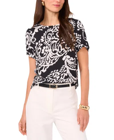 Vince Camuto Women's Paisley-print Crewneck Top In Rich Black