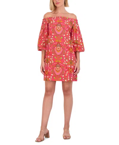 Vince Camuto Women's Paisley-print Off-the-shoulder Dress In Pink