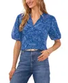 Vince Camuto Metallic Print Puff Sleeve Top In Sapphire