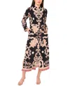 Vince Camuto Women's Paisley Tie-waist Maxi Shirtdress In Black