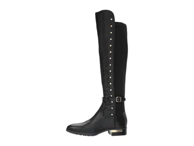 Vince Camuto Women's Pallien Edgy Style Embellished Trim Stacked Heel Over The Knee Boots In Black