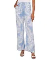Vince Camuto Palm Print Wide Leg Drawstring Pants In Lake Breeze