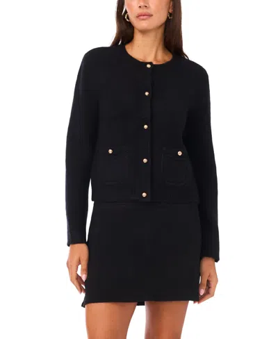 Vince Camuto Women's Patch Pockets Long Sleeves Cardigan In Black