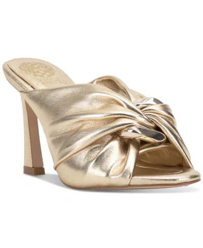 Vince Camuto Women's Patie Ruched Knot Hardware Dress Sandals In Egyptian Gold Leather