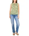 Vince Camuto Women's Peplum-hem Floral-print Crocheted-trim Top