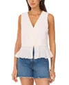 Vince Camuto Pintuck Peplum Sleeveless Button-up Top