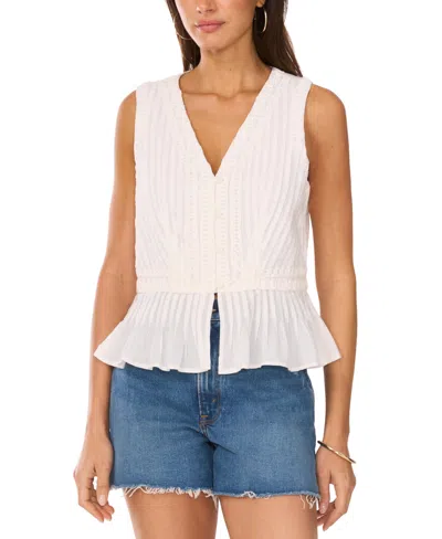VINCE CAMUTO WOMEN'S PLEATED PEPLUM-HEM SLEEVELESS TOP