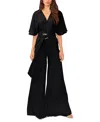 VINCE CAMUTO WOMEN'S PLUNGE V-NECK TIE WAIST WIDE LEG MAXI JUMPSUIT