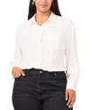 Shop Vince Camuto Women's Plus Size Studded Long-sleeve Chest-pocket Blouse In New Ivory