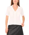 Vince Camuto Pointelle Short Sleeve Sweater In White