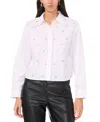 Vince Camuto Rivet Detail Crop Button-up Shirt In Ultra White