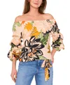 Vince Camuto Floral Off The Shoulder Bubble Sleeve Top In Multi