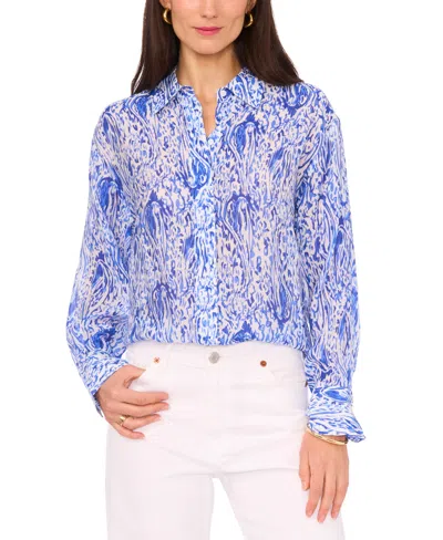 Vince Camuto Women's Printed Button-front Top In Blue Paisley