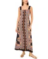 Vince Camuto Print Square Neck Sleeveless Maxi Dress In Brown