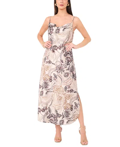 Vince Camuto Women's Printed Cowl-neck Sleeveless Maxi Dress In Birch