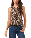 Vince Camuto Printed Keyhole Split-back Sleeveless Top In Rich Black