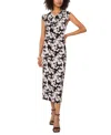 Vince Camuto Floral Print Stretch Jersey Maxi Dress In Rich Black