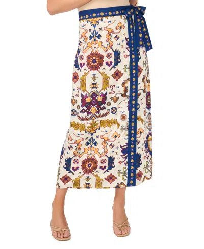 Vince Camuto Print Wrap Midi Skirt In Multi