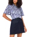 Vince Camuto Women's Printed Flutter-sleeve Button Blouse In Blue