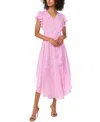 Vince Camuto Women's Printed Flutter-sleeve Handkerchief Dress In Violet Blush