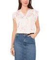 Vince Camuto Printed Flutter Sleeve Top In New Ivory