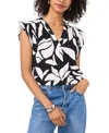 Vince Camuto Women's Floral Off-the-shoulder Long-sleeve Tie-front Blouse In Rich Black