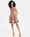 VINCE CAMUTO WOMEN'S PRINTED HALTER FIT & FLARE DRESS